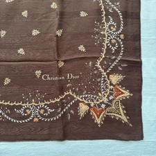 Christian Dior Silk Scarf Brown Vintage Genuine Authentic Fashion Accessory