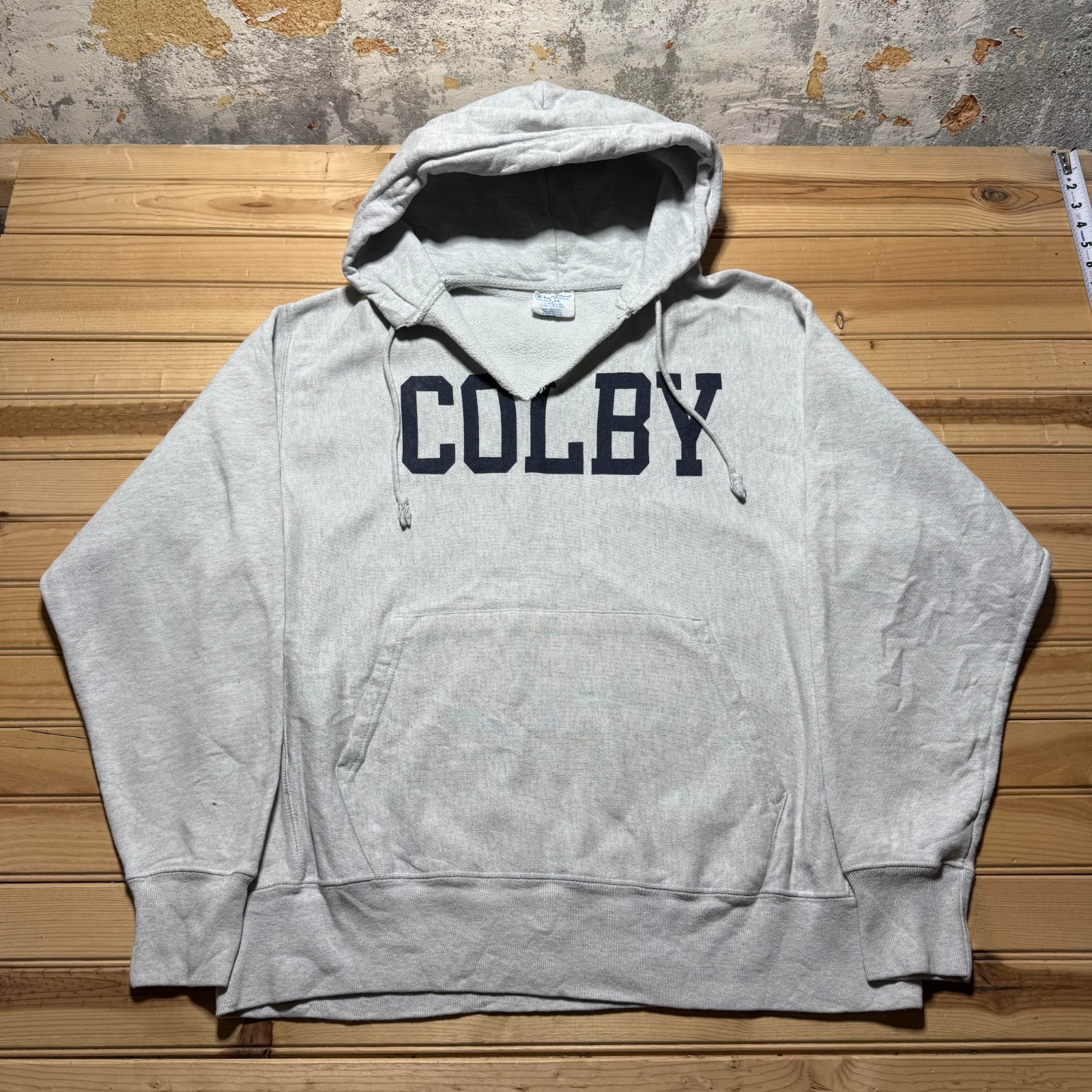 Vintage Champion Reverse Weave Colby Spellout Fleece Pullover Hoodie - Large
