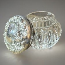 Antique Sterling Silver & Cut Glass Vanity Ja...