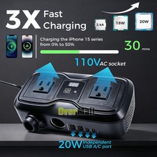 200W Car Inverter DC 12V 110V AC Power Inverter PD 20W USB-C Dual USB Port QC3.0