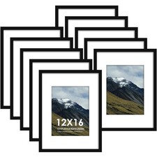12x16 Picture Frame Sef of 10, Display Pictures 8.5x11 with Mat or 12 x 16 Wi...