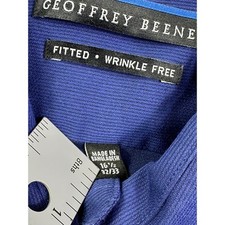 Geoffrey Beene Mens Fitted Wrinkle Free Dress Shirt Blue 16.5 32/33 Long Sleeve