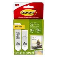 Command 17209-ES Medium/Large Picture Hanging Strip 24 x 36 in. (Pack of 4) 1.51 per strip
