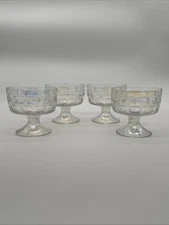 Iridescent Federal Glass  Footed Dessert/Shrimp Cocktail Cups Set 4