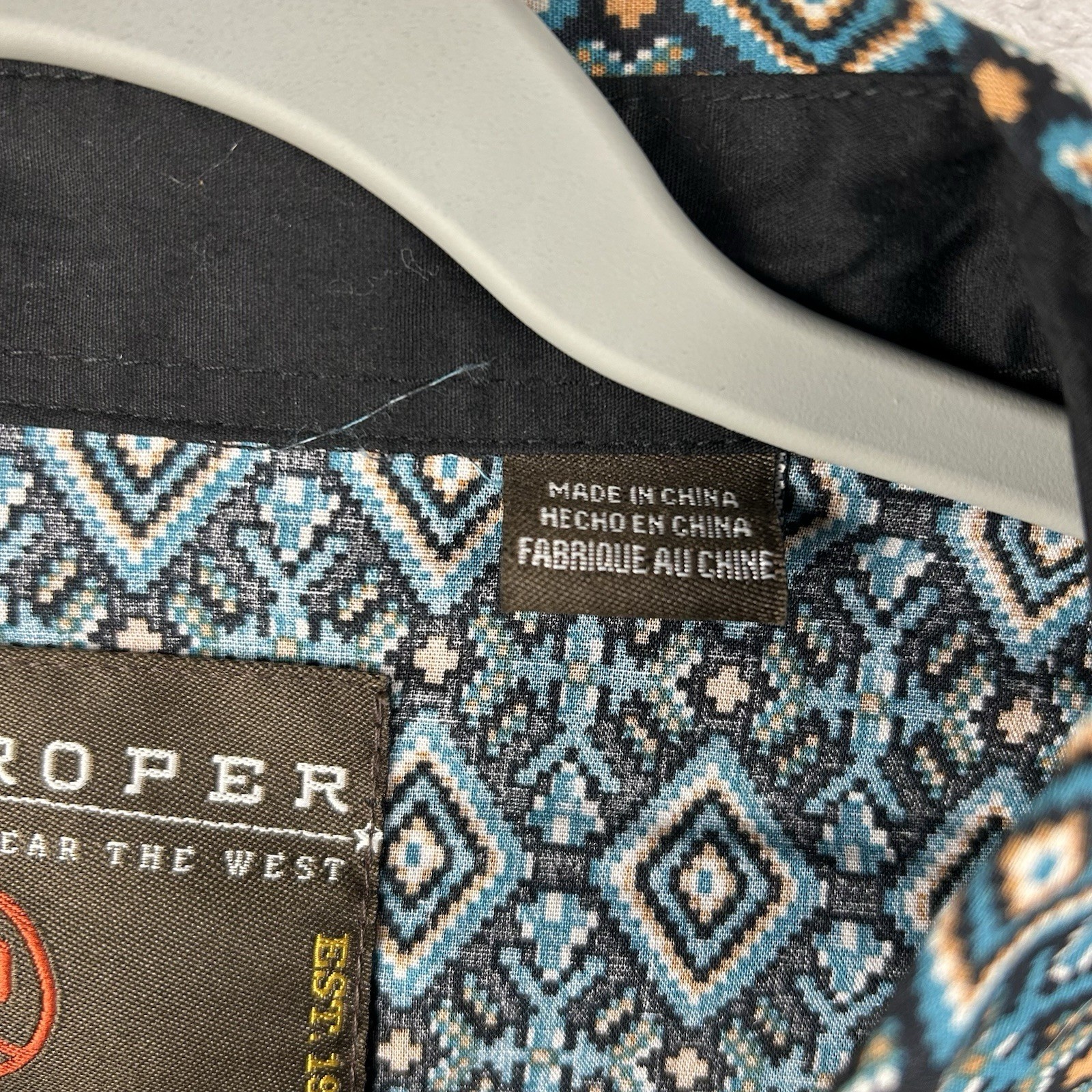 Roper Shirt Mens XL Western Pearl Snap Aztec Southwest Long Sleeve Blue Cowboy