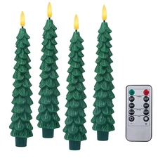 LED Flameless Taper Candles with Remote & Timer – 4 Pack Battery Operated Chr...