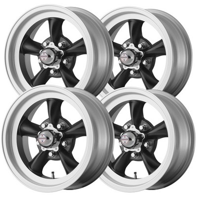 (4) American Racing VN105 Torq Thrust D 15x6 5x4.5'' +4mm Satin Black Wheels Rims