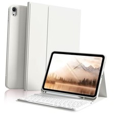 for iPad A16 11th/10th Generation Case with Keyboard, 11 Cream White