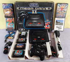 Sega Mega Drive console 2 controllers & games bundle full set up Sonic & Aladdin