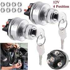 2-PACK Universal Ignition Switch With Keys 4 Position 12V For Car Truck Tractor