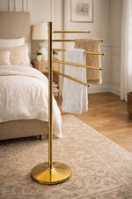 Vintage 6 Arm Brass Tone Valet Stand / Towel Rack – Mid Century Modern Rare! 9lb