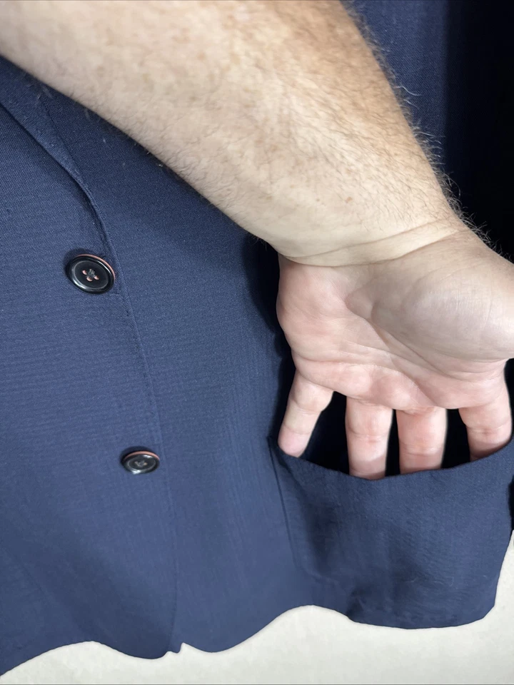 Abrigo Deportivo Ibiza Carini Lana Elastizado Texturizado Azul Marino Oscuro 44L 2 Botones Foto 4 de 4