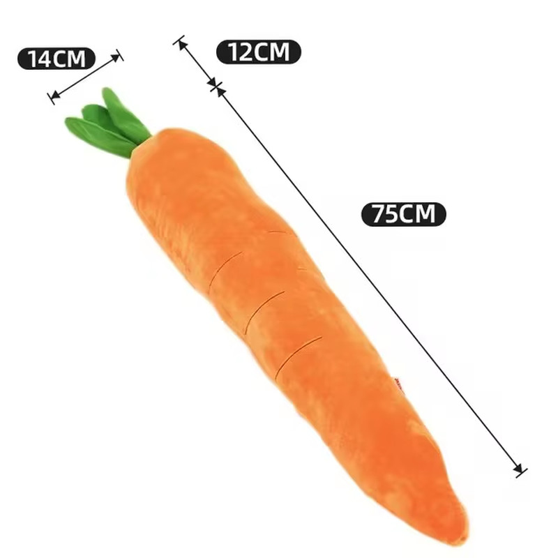 Durable Plush Carrot Dog Chew Toy with Squeaker Sound - Inte