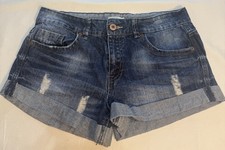 Forever 21 Premium Denim Shorts Womens Size 27 4 Distressed Cuffed Blue Jean