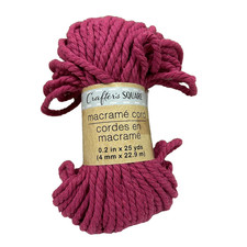 Crafter s Square Macrame Cord .2 in x 25 Yards Berry DIY Decor Crafting