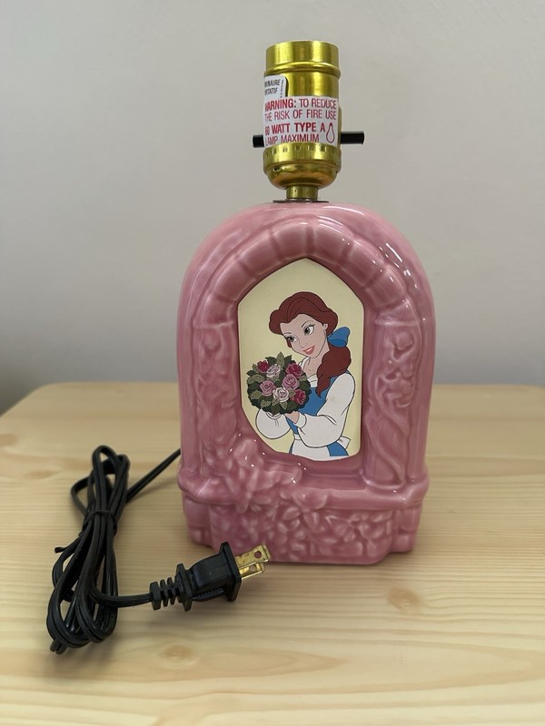 Disney Beauty And The Beast Ceramic Pink Belle Night Stand Table Lamp (No Shade)