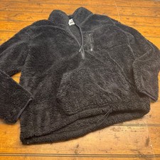 PINK Victoria's Secret Sherpa Fleece Quarter Zip Pullover Black Women's S