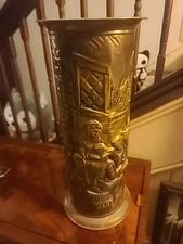 Vtg Repoussé Brass Umbrella Stand Cane Holder English Pub 19” Made In England 