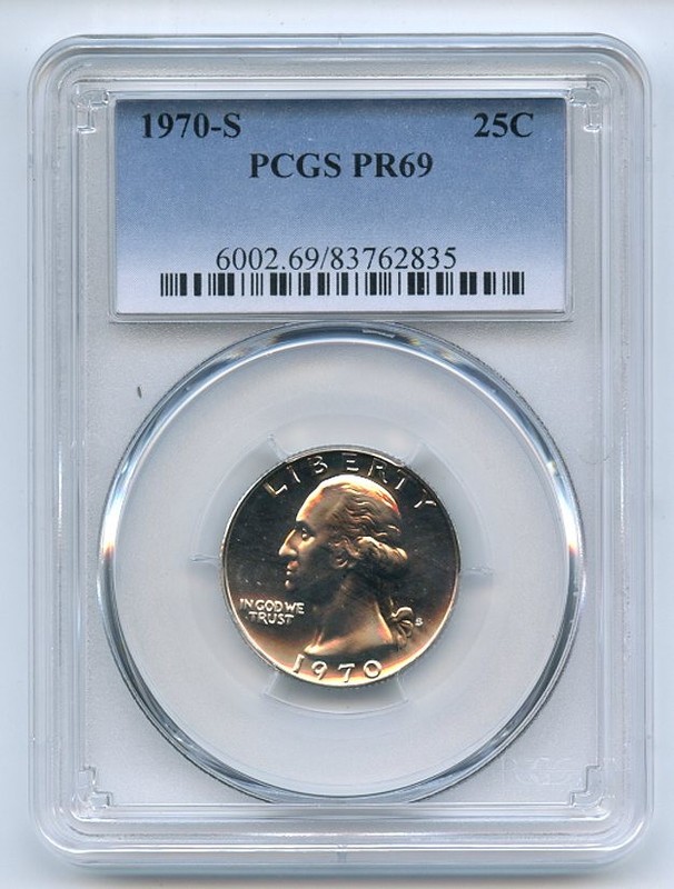 1970 S 25C Washington Quarter PCGS PR69