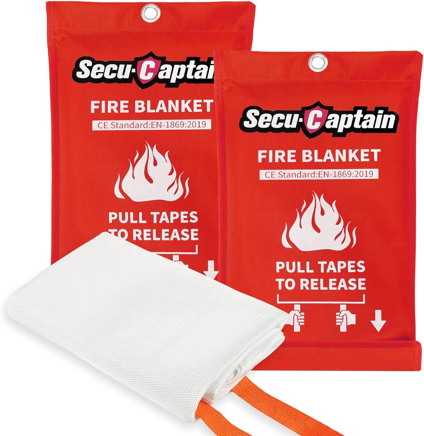Emergency Fire Blanket for Home and Kitchen - 2 Pack 40"X40" Flame Suppression F