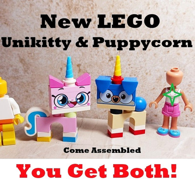 New LEGO Unikitty and Puppycorn Puppy Dog Kitty Cat Brick Minifigures Unique