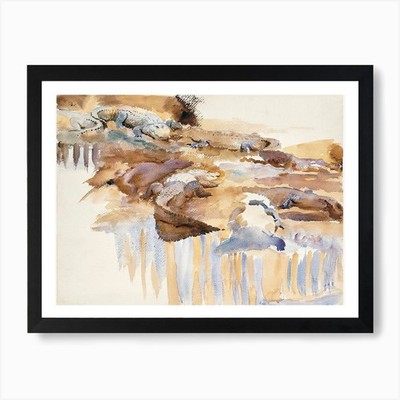 Alligators (1917), John Singer Sarg gerahmtes Wandbild Poster Leinwanddruck Bild