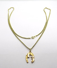 25845/ Vintage Anhänger Glücksbr. Hufeisen 13 + Kette Metall vergoldet AM.Double