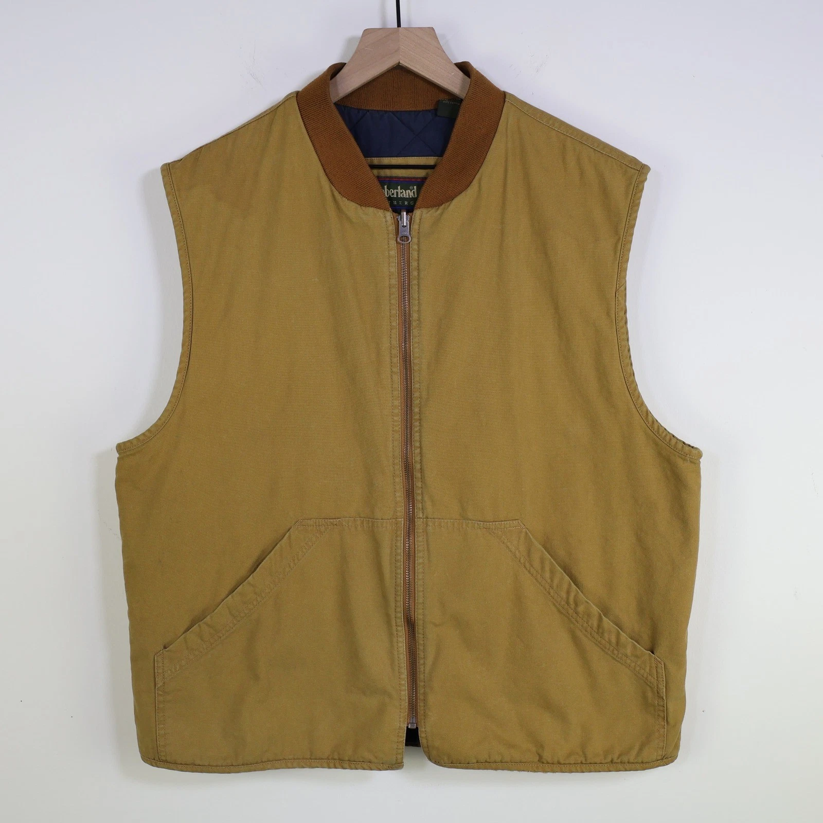 Vintage Timberland Weathergear Canvas Work Vest Large Mustard Tan Cotton