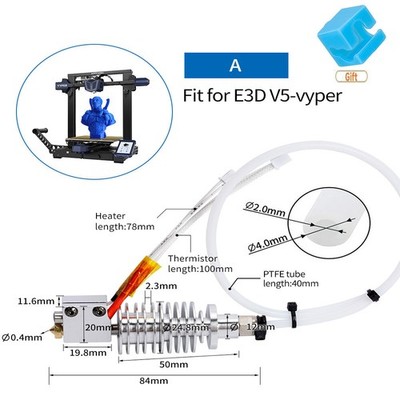 1.75mm 24V Hotend V5 J-head for Anycubic E3D V5 Vyper/Chiron 3D Printer Parts