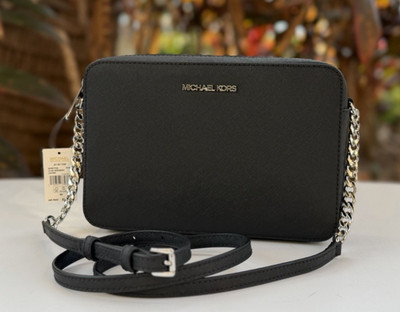 Michael Kors Jet Set Item East West Shoulder Crossbody Bag Black/Silver