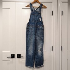 OLD NAVY Girls Darkwash Blue Denim Jean Bib Overalls Size XL