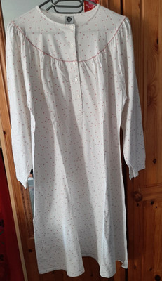 NEU La plus belle * Langes Jersey-Nachthemd * 48 *Baumwolle * weiß-rosa *langarm