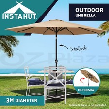 Instahut Outdoor Umbrella 3m Umbrellas Beach Garden Tilt Sun Patio Deck Pole UV