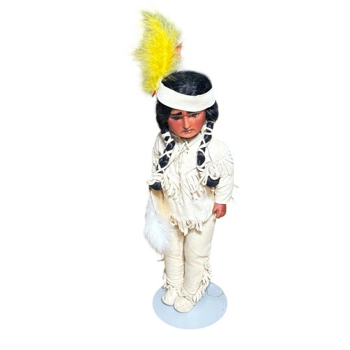 Vintage 1984 Native American Porcelain Doll Signed by Philomena 14” Collectible