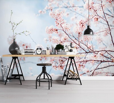 3D Pink Flower Branch ZHUA7384 Wallpaper Wall Murals Removable Self-adhesive Amy