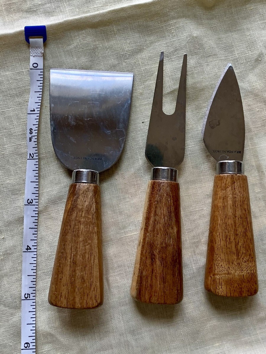 Brandani Inox Set Of 3 Cheese Knives Stainless Steel And Acacia