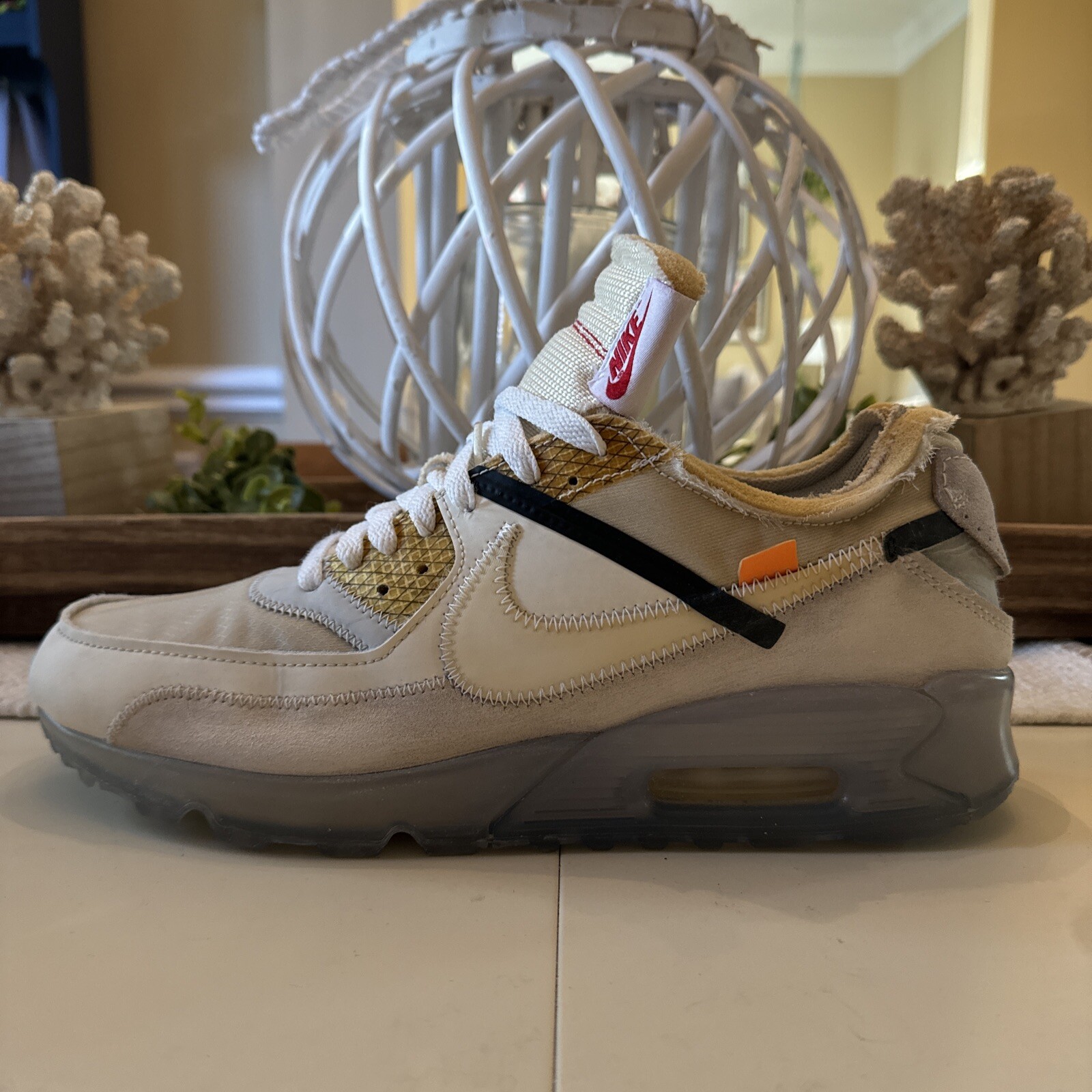 OFF WHITE X NIKE Taglia 11 Nike Air Max 90 x BIANCO SPORCO The Ten 2017 AA7293 100 con etichetta