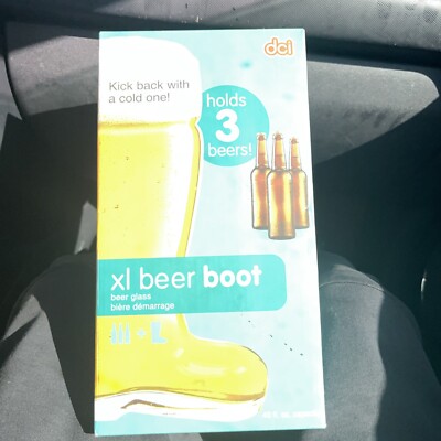 Das Beer Boot XL 40oz Clear Glass Beer Mug DCI Beer Drinking Game Holds 3 Beers