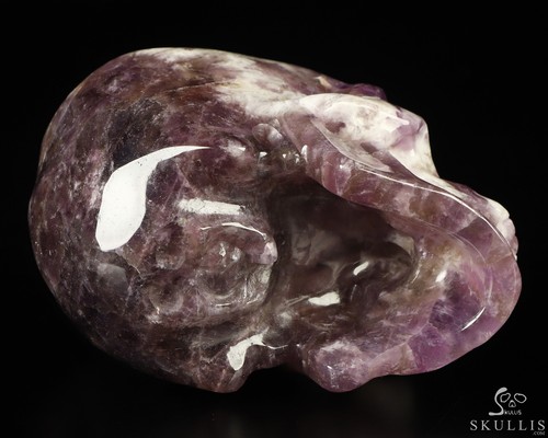 3.5" Dream Chevron Amethyst Hand Carved Crystal Skull, Super Realistic, Healing - Picture 7 of 7