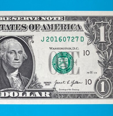 2016 July 27 (J 20160727 D) BIRTHDAY Note $1 One Dollar Bill *UNC