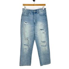 Vervet Womens Drew Distressed High Rise Jeans Sz 28 Cropped Light Wash Cotton