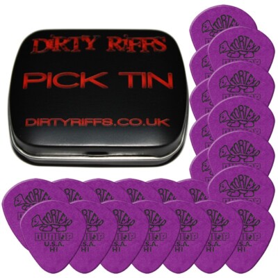 24 x Dunlop Tortex Jazz schwer abgerundet H1 1,14 mm Plektren Plektren - in einer Plektrumdose