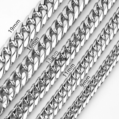 9/11/13/16/19/21mm Heavy Polished Stainless Steel Chain Cuban Curb Necklace Gift
