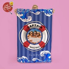 58x39" Personalised Captain Seas The Day Microfibre Beach Towel Summer Holiday