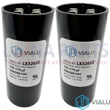Pack of 2 - VIALU - 145-174 uf/MFD 220-250 VAC Round Start Capacitor 50/60 Hz