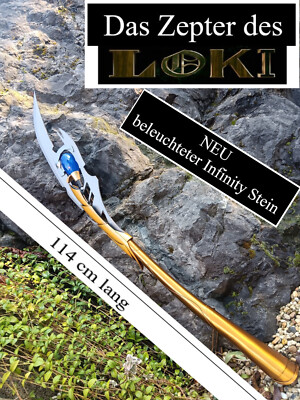 NEU LOKI Zepter 3,4kg 114cm lang beleuchtet + Fuß für Cosplay Gamer Deko Sammler