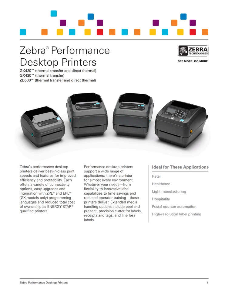 Zebra GX42-102410-000 203 dpi 6 inches USB Performance Desktop Printer LCD LOT - Image 2 of 4