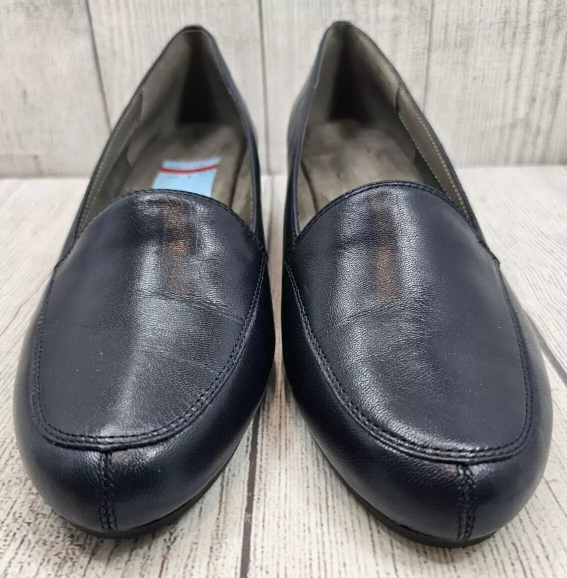 Women s Aerosoles Lovely Wedge Navy Blue Leather Wedge Shoes 10M