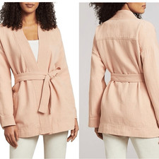 Nwt Faherty Hidden Hills Organic Cotton Tie Front Jacket In Natural Xs Utility