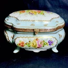 Large Violin Jewelry Box Floral Decor Paris Porcelain Brand Sevres